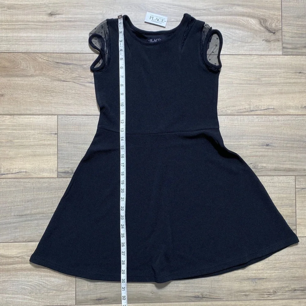The Children’s‎ Place Jacquard Mesh Sleeve Skater Dress Size L 10/12 Black